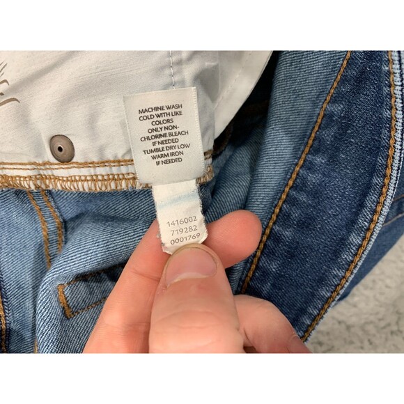 J. JILL Authentic Slim Boot Cut Denim Blue Jeans Stretch Size 8 Distressed Knees - Picture 7 of 11